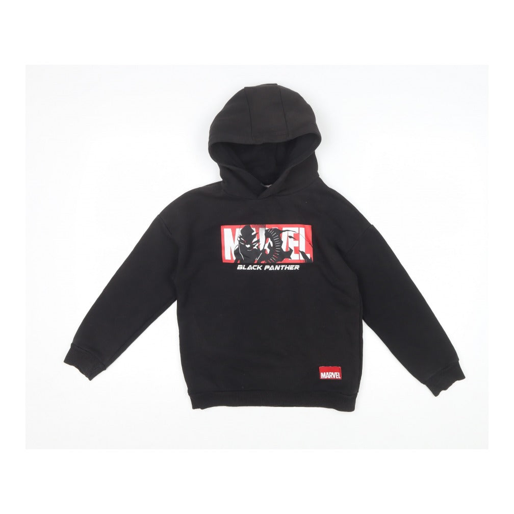 Marvel Boys Black 8-9 Years Black Panther Pullover Hoodie Graphic