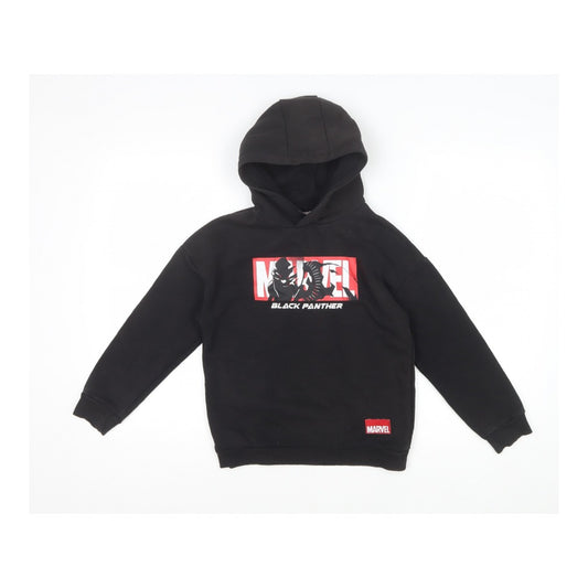 Marvel Boys Black 8-9 Years Black Panther Pullover Hoodie Graphic