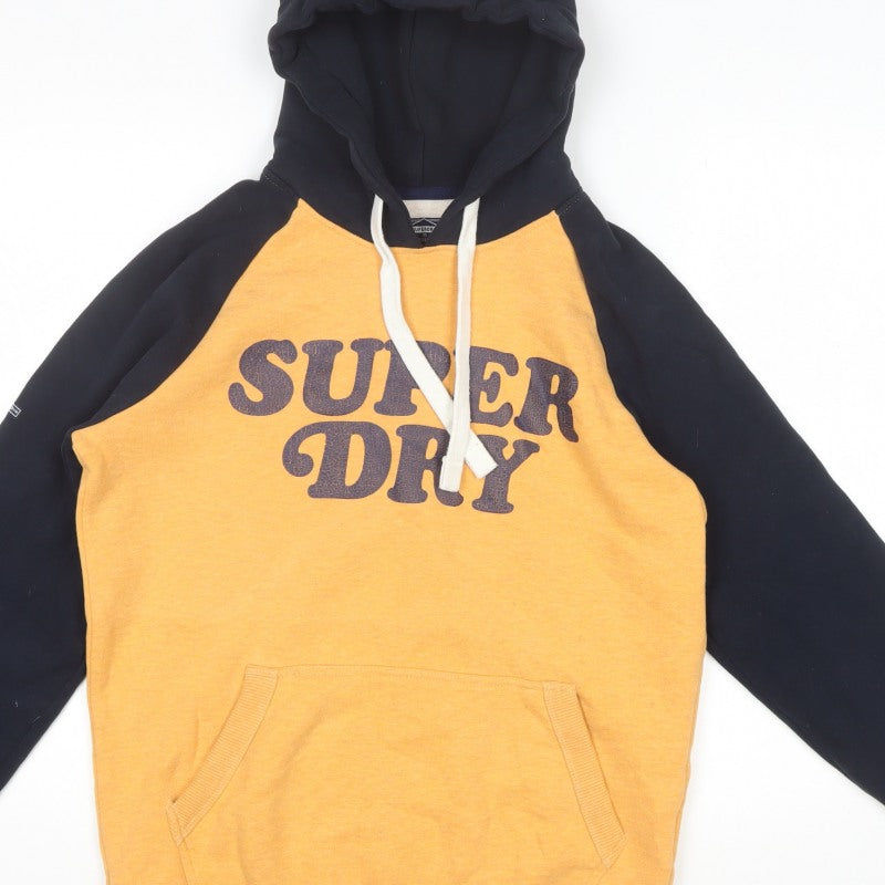 Superdry Men's Orange Black S Pullover Graphic Logo Hoodie