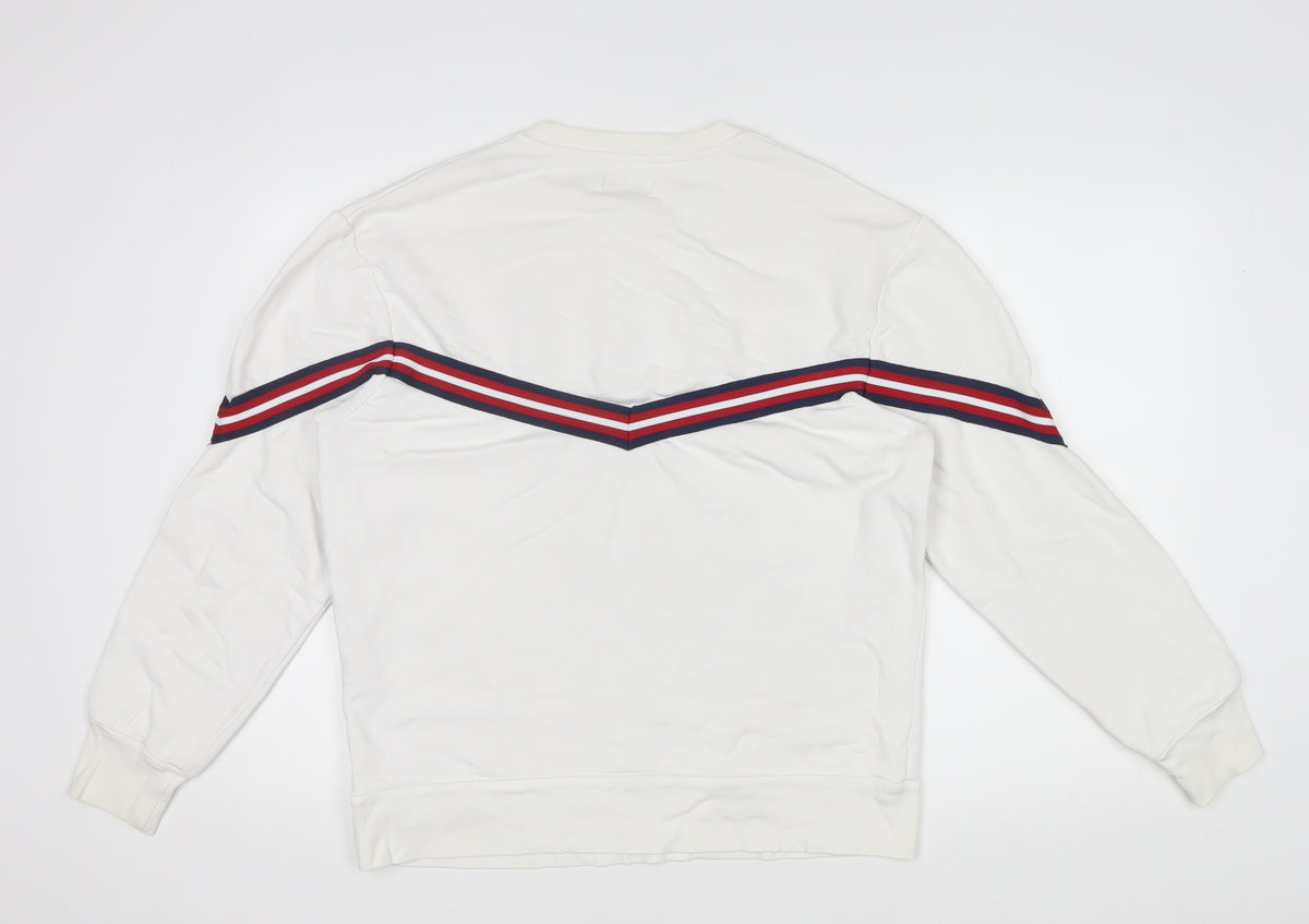 Topman Men's White S Crew Neck Striped Pullover Sweatshirt