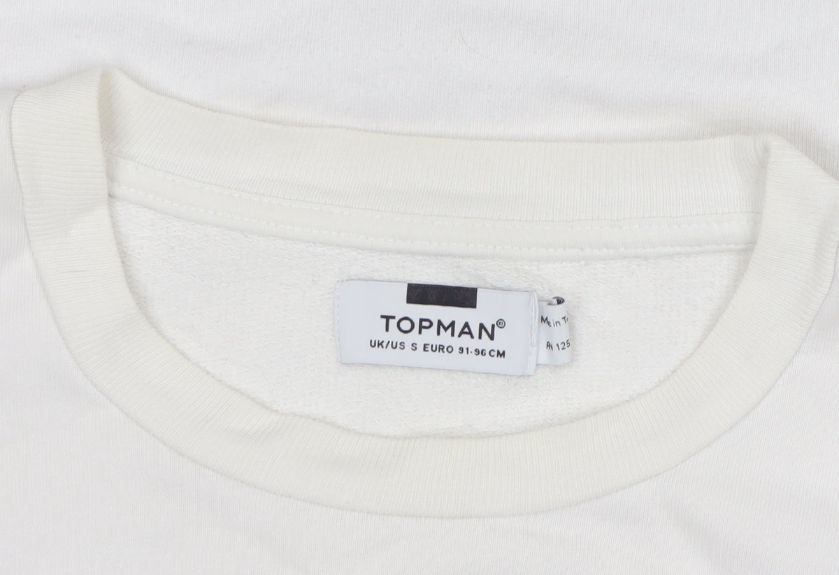 Topman Men's White S Crew Neck Striped Pullover Sweatshirt