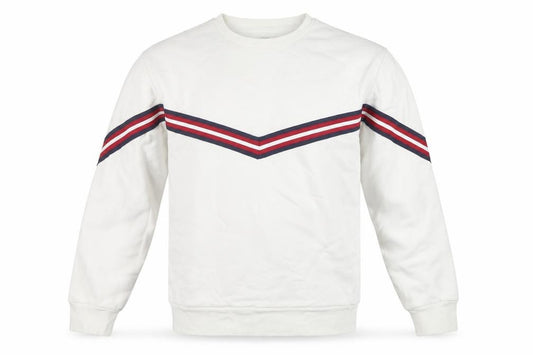 Topman Men's White S Crew Neck Striped Pullover Sweatshirt