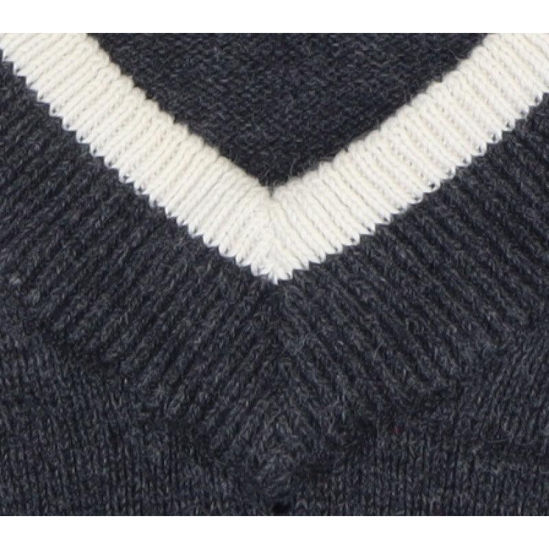 Fred Perry Men’s Grey S V-Neck Cotton Logo Pullover Jumper