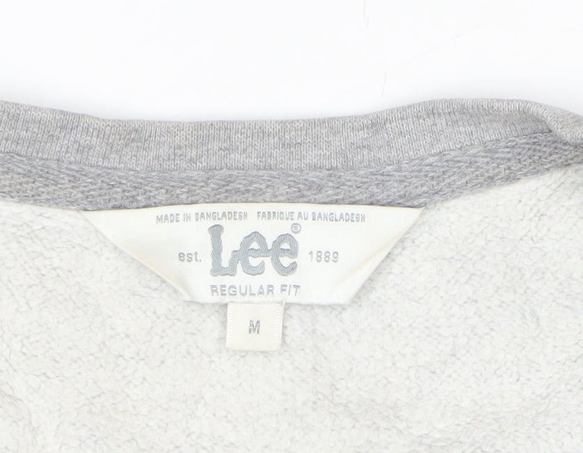 Lee Men’s Grey Logo Fleece Sweatshirt Regular Fit Size M