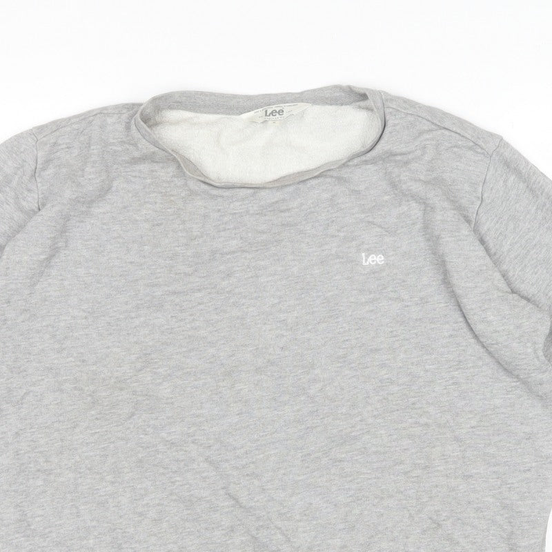 Lee Men’s Grey Logo Fleece Sweatshirt Regular Fit Size M