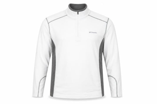 Columbia Men's White Grey XL 1/4 Zip Fleece Sweatshirt