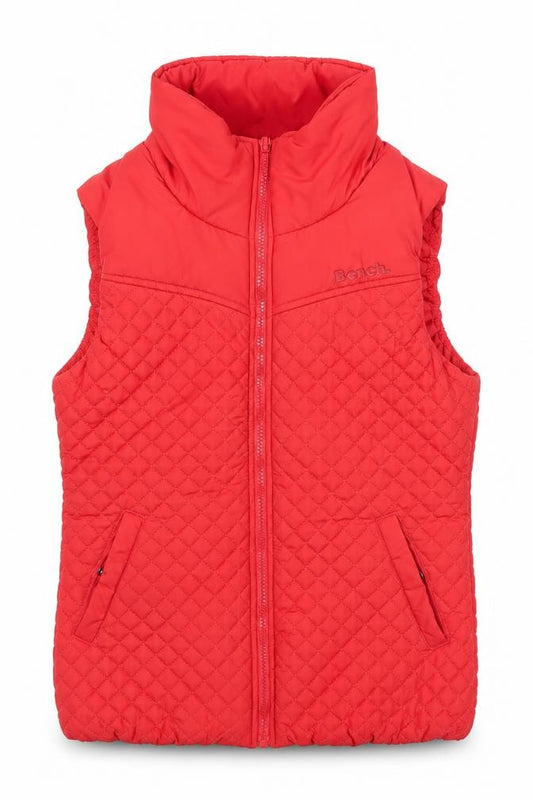 Bench Women’s Red S Quilted Padded Gilet Waistcoat Full Zip