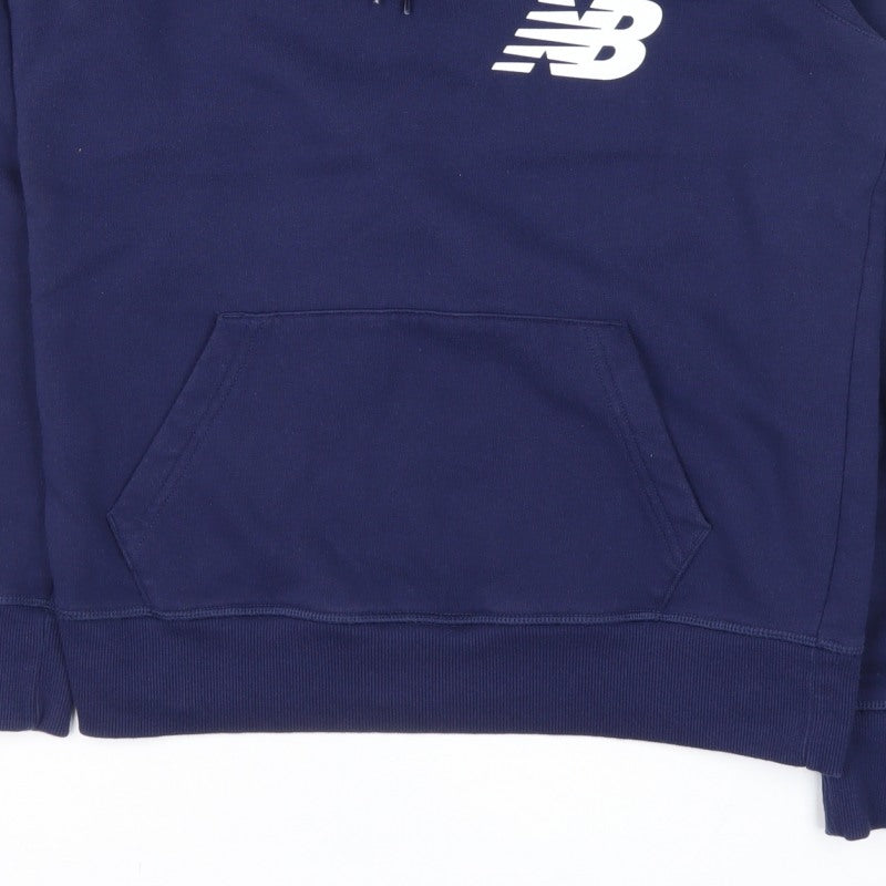 New Balance Boys Navy S Pullover Hoodie Logo Kangaroo Pocket