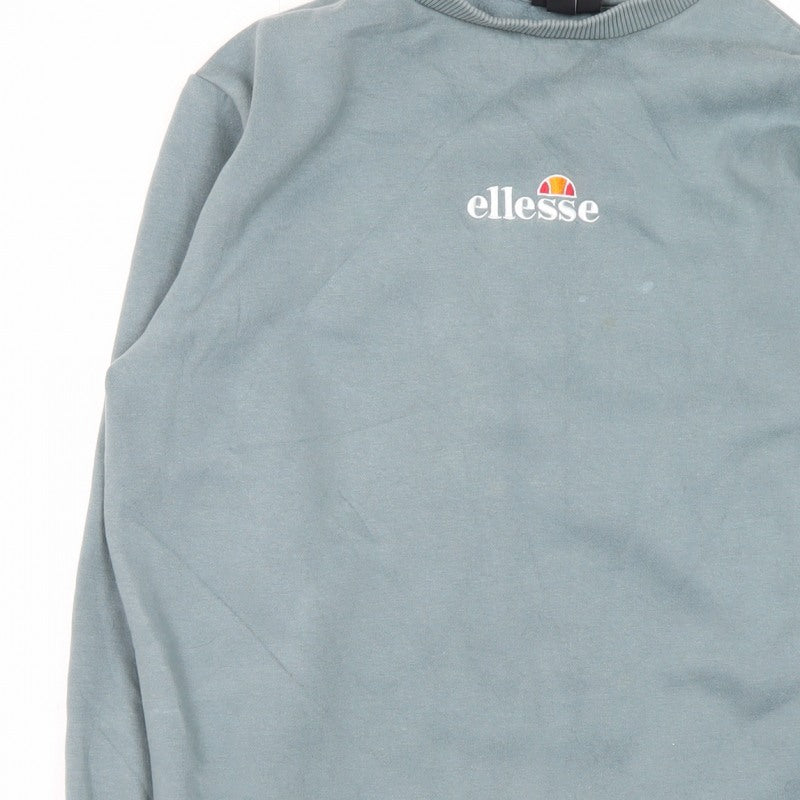 Ellesse Women’s Blue UK 8 Logo Embroidered Crew Neck Pullover Sweatshirt
