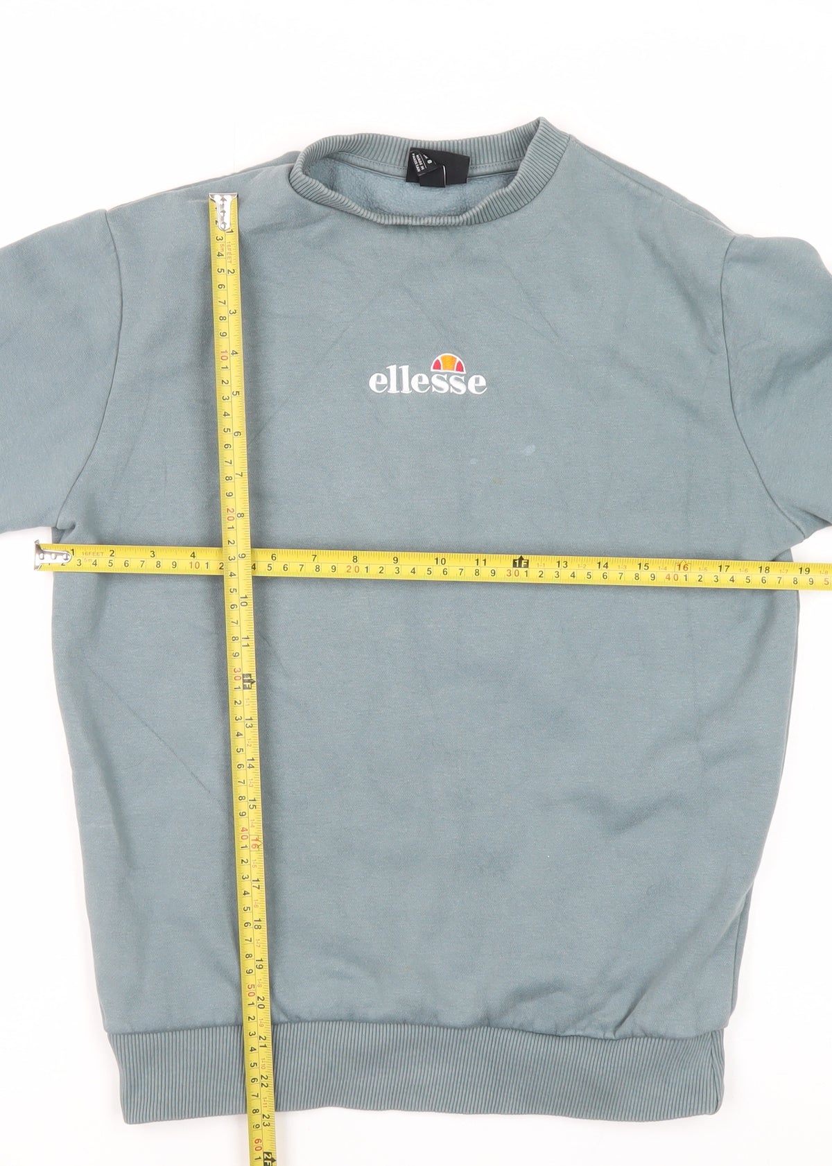 Ellesse Women’s Blue UK 8 Logo Embroidered Crew Neck Pullover Sweatshirt