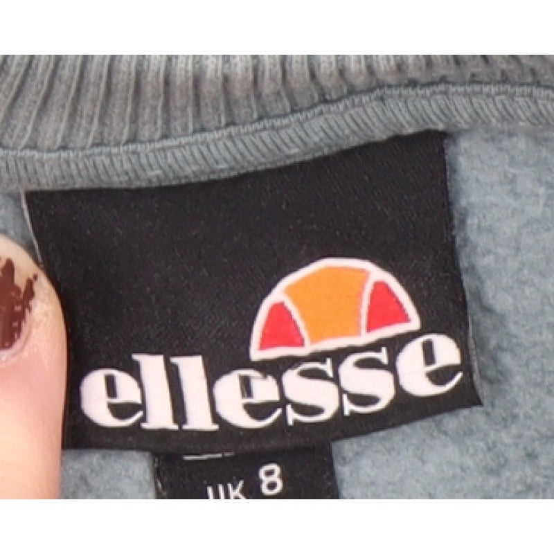 Ellesse Women’s Blue UK 8 Logo Embroidered Crew Neck Pullover Sweatshirt