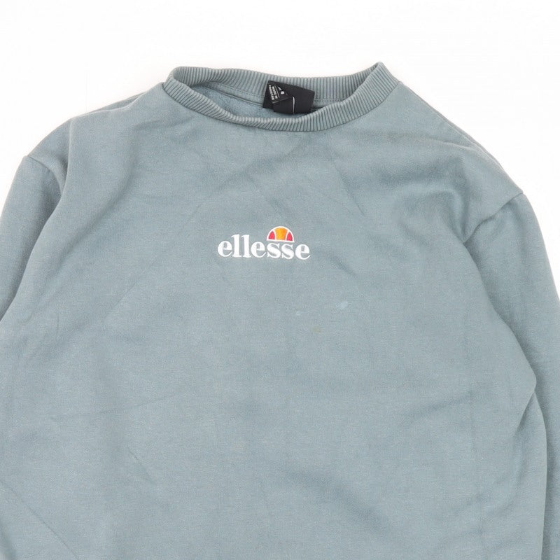 Ellesse Women’s Blue UK 8 Logo Embroidered Crew Neck Pullover Sweatshirt