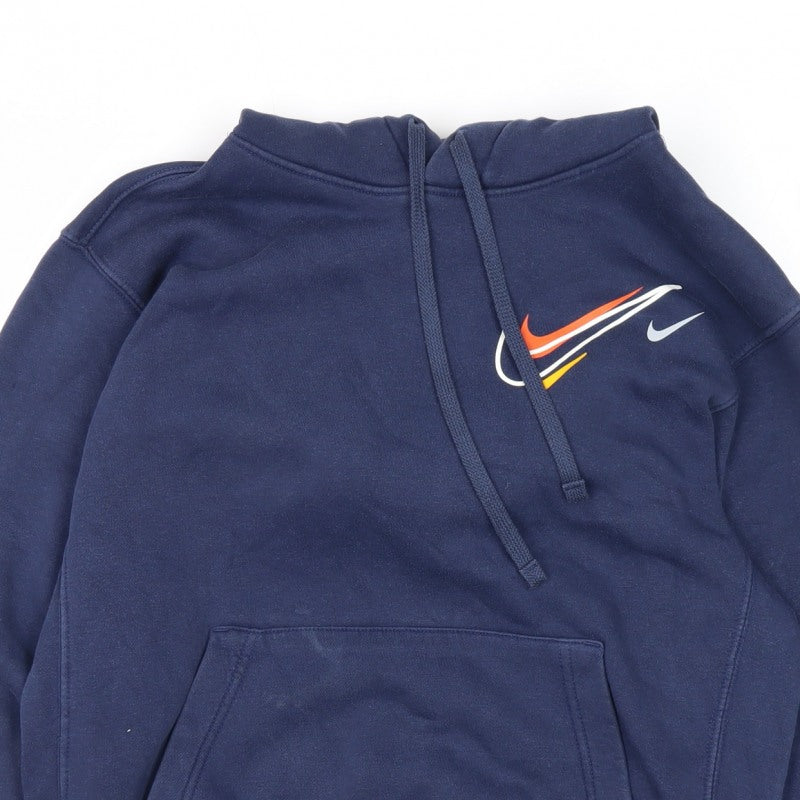 Nike Men’s Blue XS Pullover Hoodie Logo Graphic Pocket Cotton
