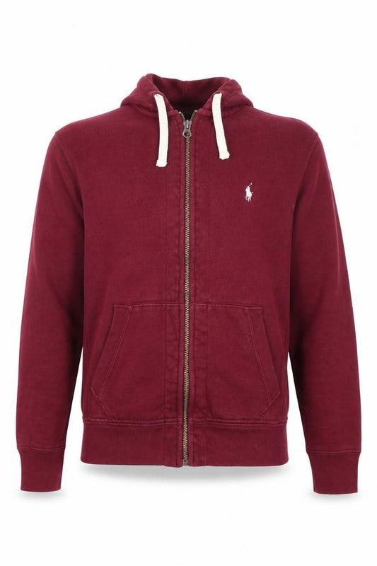 Polo Ralph Lauren Men's Burgundy S Full Zip Hoodie Logo Cotton