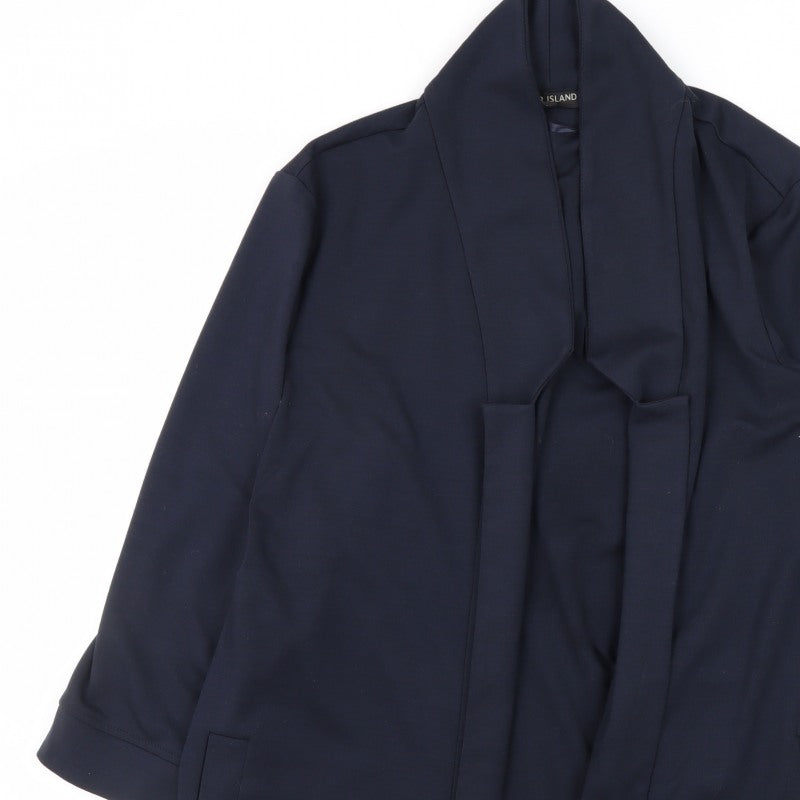 River Island Women Blue UK 18 Shawl Lapel Open Front Blazer