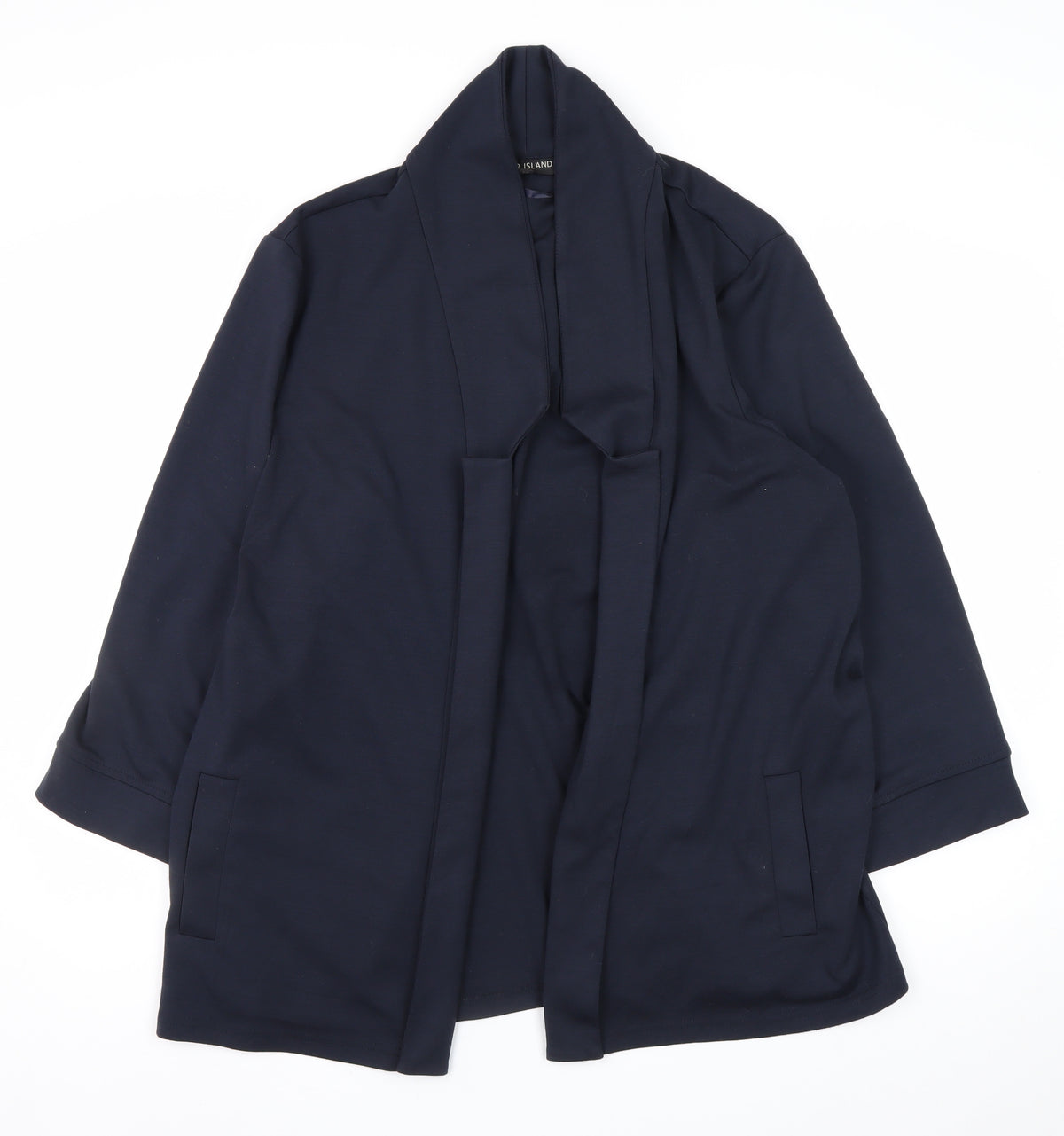 River Island Women Blue UK 18 Shawl Lapel Open Front Blazer