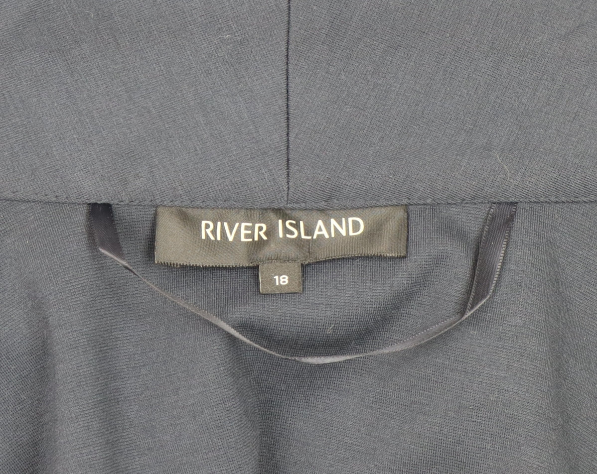River Island Women Blue UK 18 Shawl Lapel Open Front Blazer