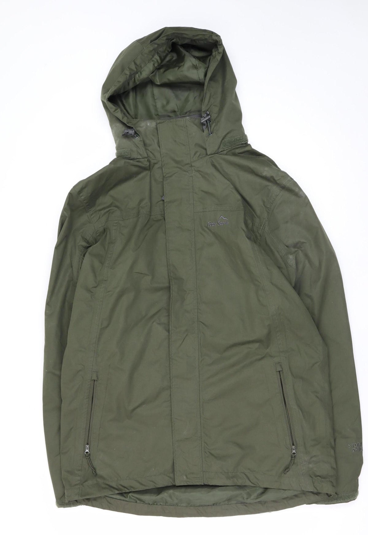 Peter Storm Men's Green M Hooded Outdoor Rain Jacket Full Zip