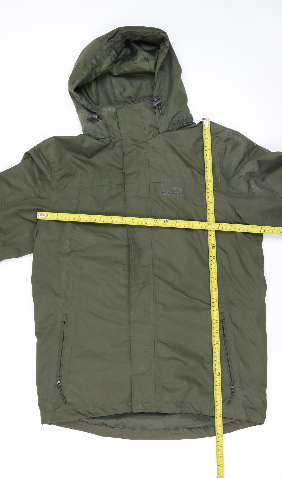 Peter Storm Men's Green M Hooded Outdoor Rain Jacket Full Zip