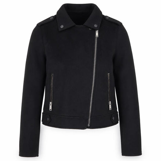 Primark Women Black UK 10 Biker Softshell Zip Jacket