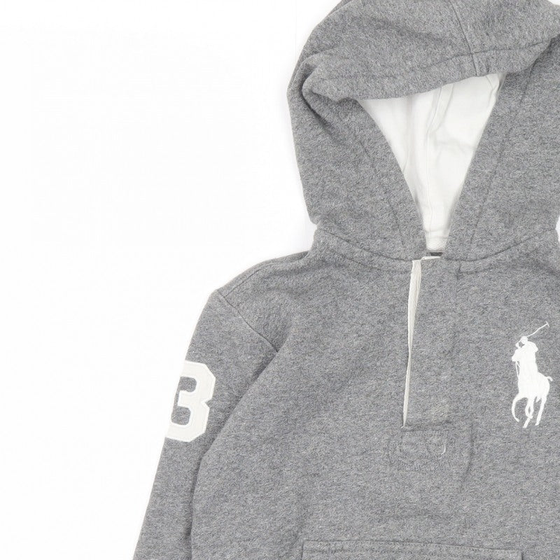 Polo Ralph Lauren Boys Grey Size 7 Pullover Hoodie 1/4 Zip Logo