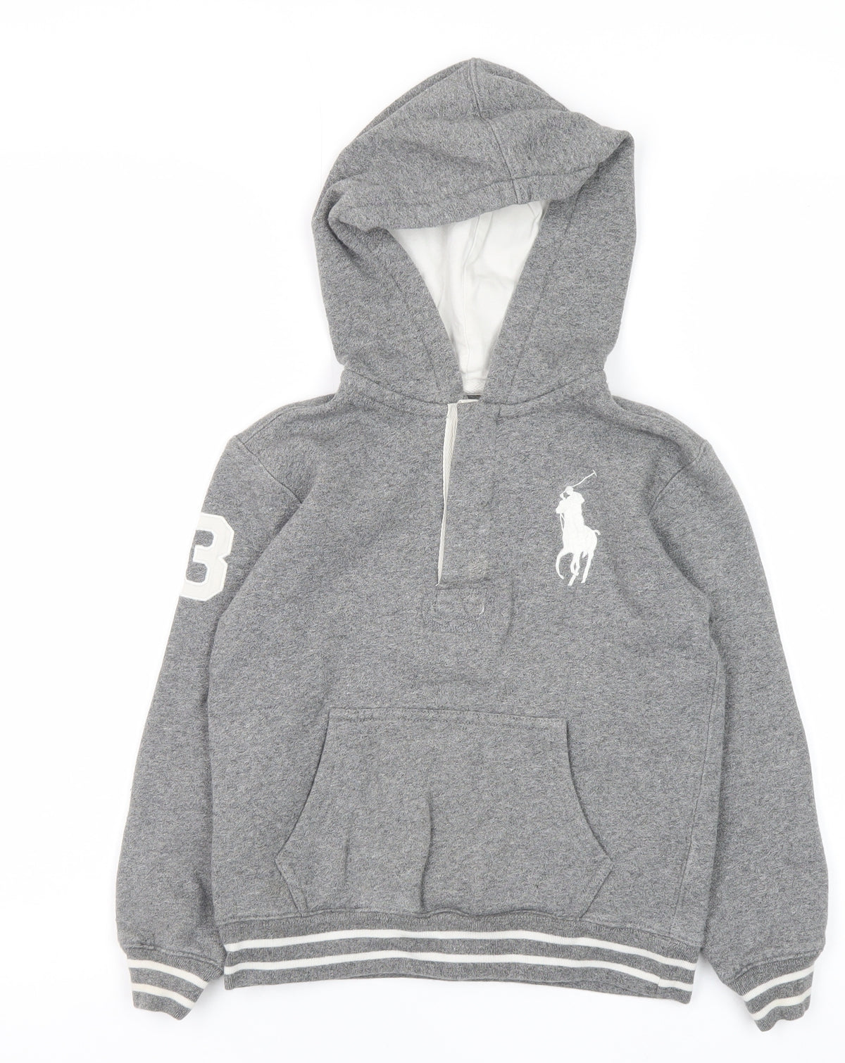 Polo Ralph Lauren Boys Grey Size 7 Pullover Hoodie 1/4 Zip Logo