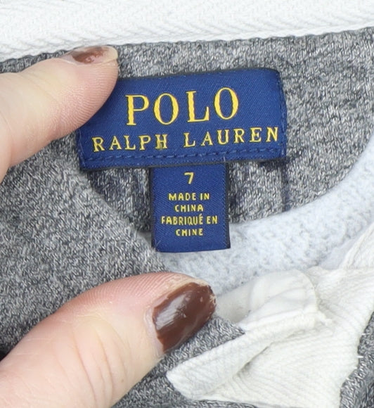 Polo Ralph Lauren Boys Grey Size 7 Pullover Hoodie 1/4 Zip Logo