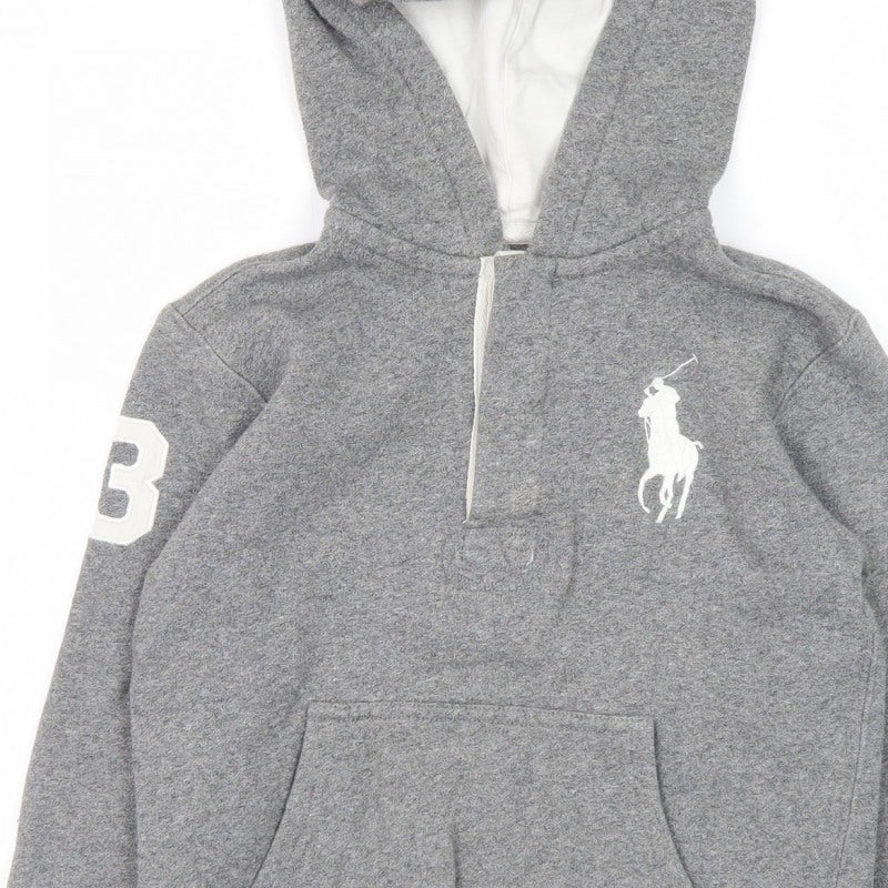 Polo Ralph Lauren Boys Grey Size 7 Pullover Hoodie 1/4 Zip Logo