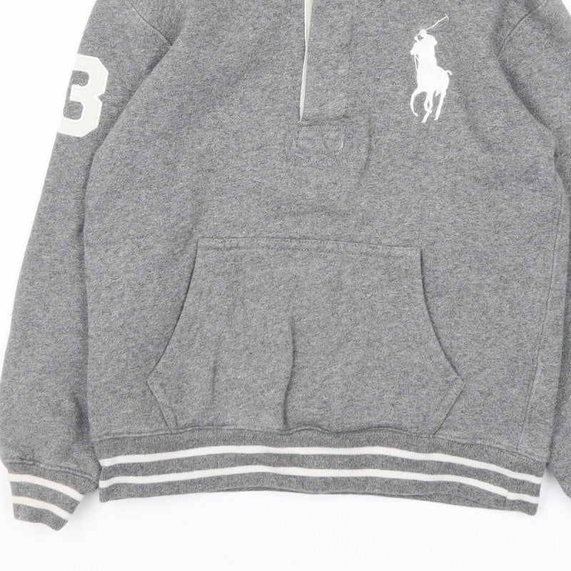 Polo Ralph Lauren Boys Grey Size 7 Pullover Hoodie 1/4 Zip Logo
