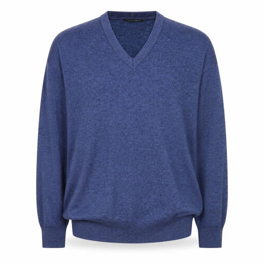 Franco Ponti Men’s Blue Wool V-Neck Pullover Jumper 2XL Made in Italy