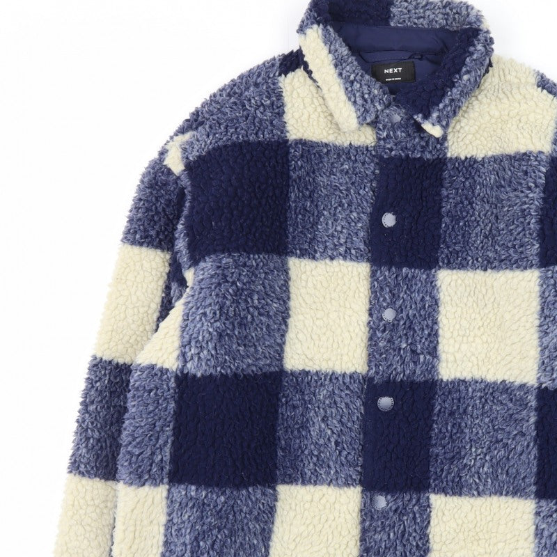 Next Boys Blue Check Borg Fleece Shirt Jacket 11 Years 146cm