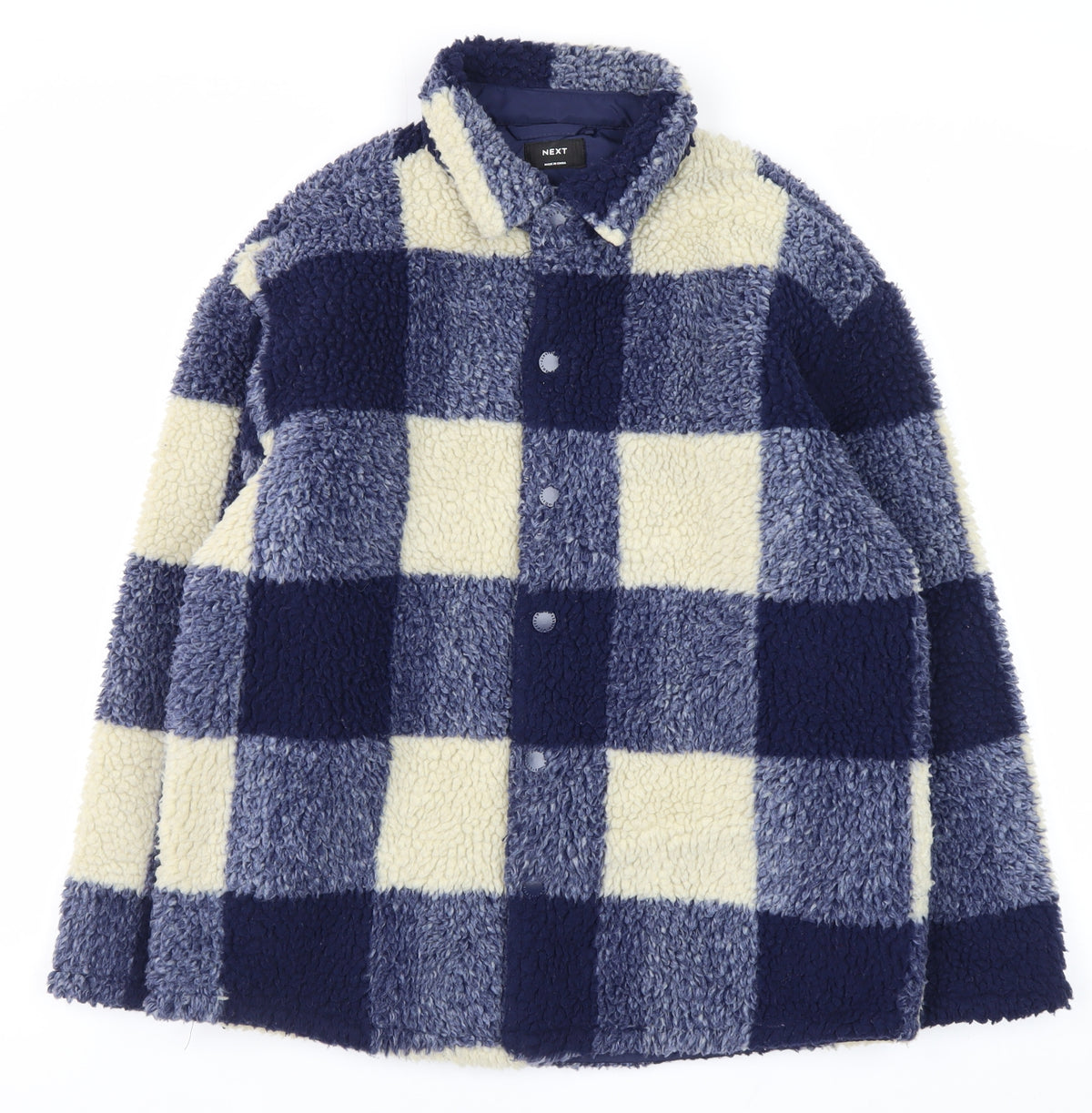 Next Boys Blue Check Borg Fleece Shirt Jacket 11 Years 146cm
