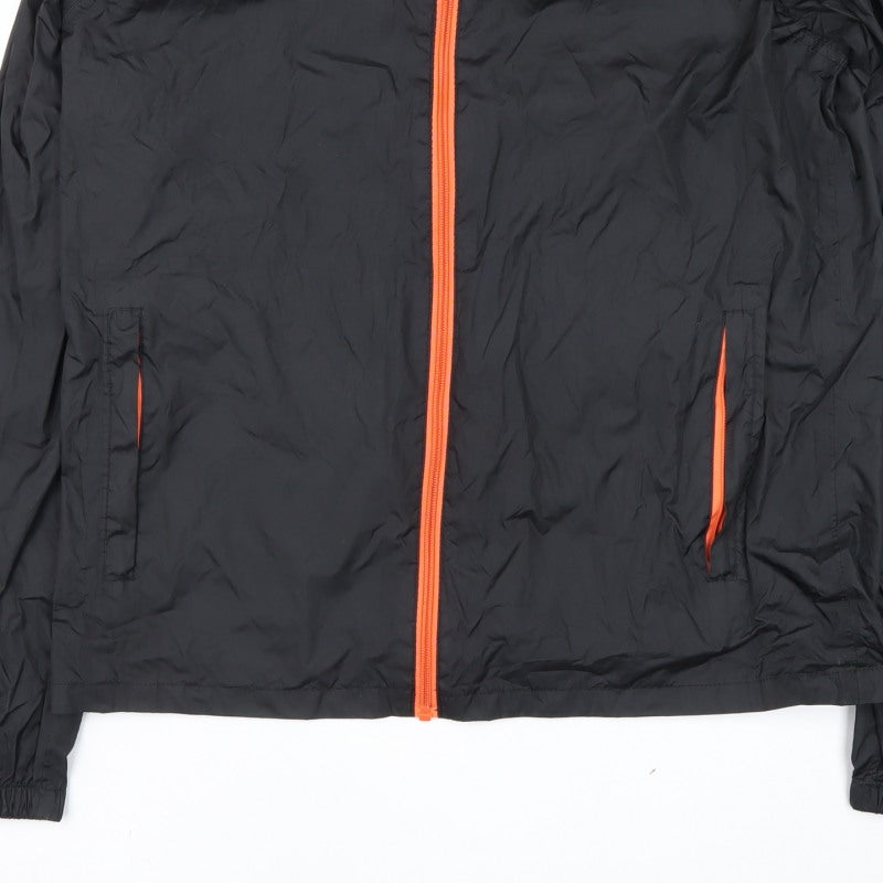Everlast Men’s Black M Windbreaker Jacket Orange Zip Logo