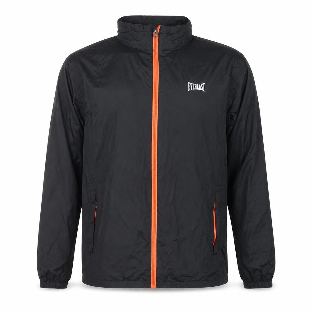 Everlast Men’s Black M Windbreaker Jacket Orange Zip Logo