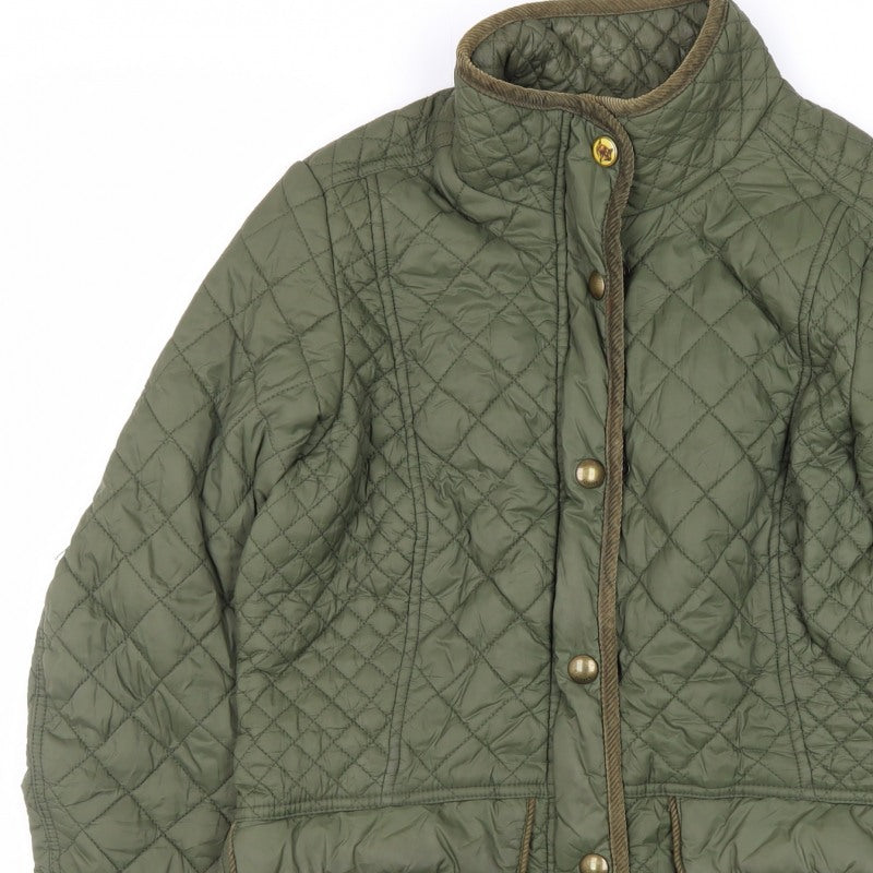 Joules Women’s Green UK 12 Quilted Padded Jacket Collared