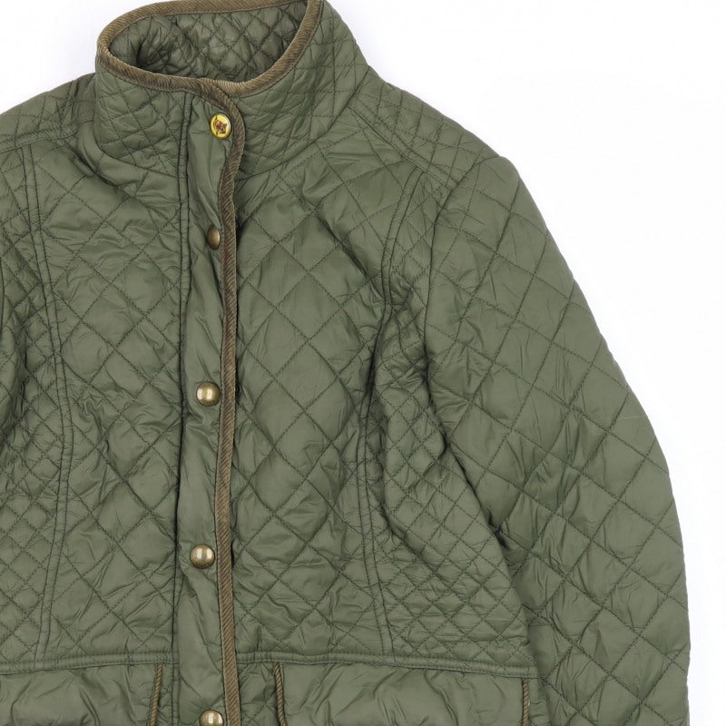 Joules Women’s Green UK 12 Quilted Padded Jacket Collared
