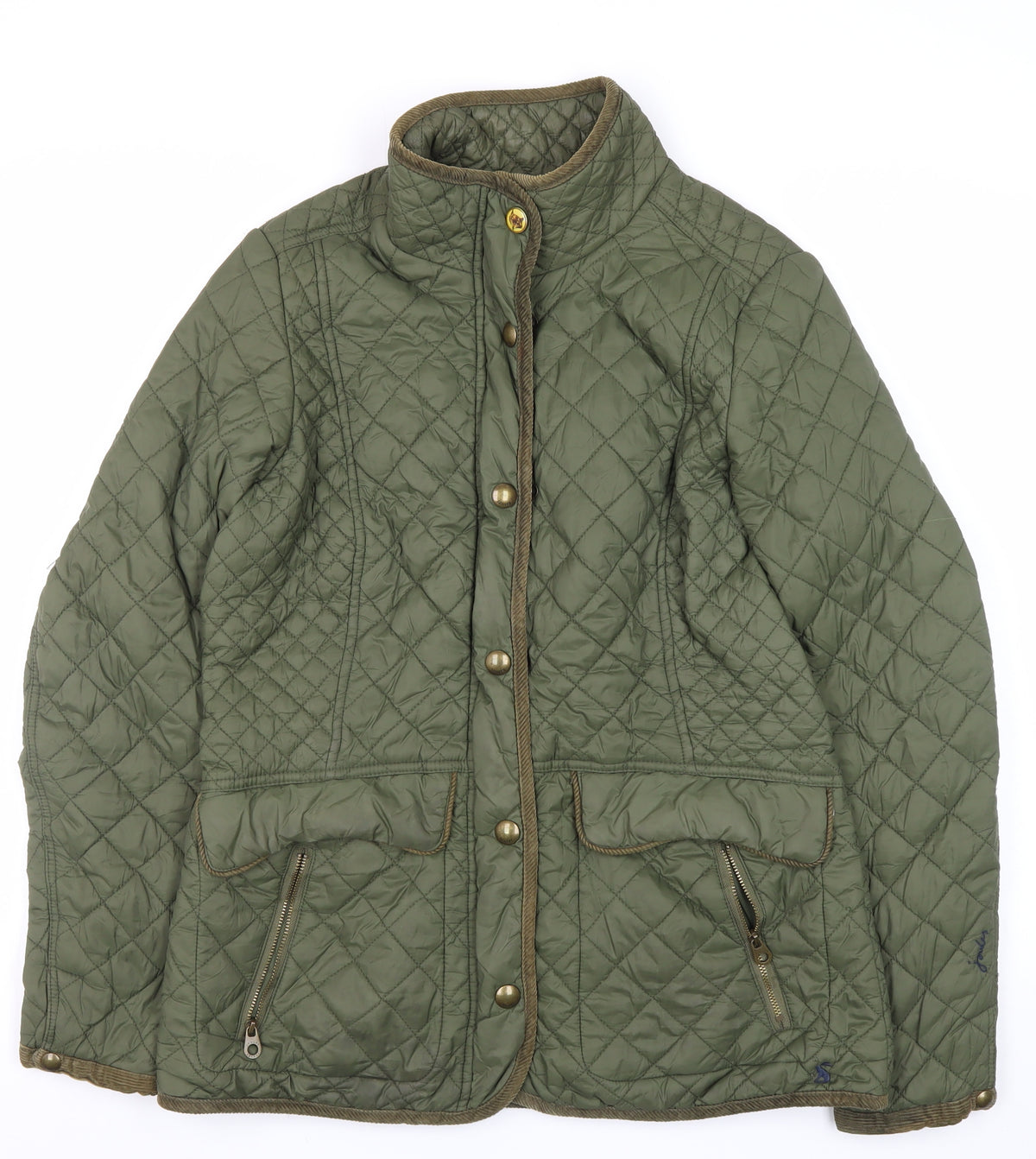 Joules Women’s Green UK 12 Quilted Padded Jacket Collared