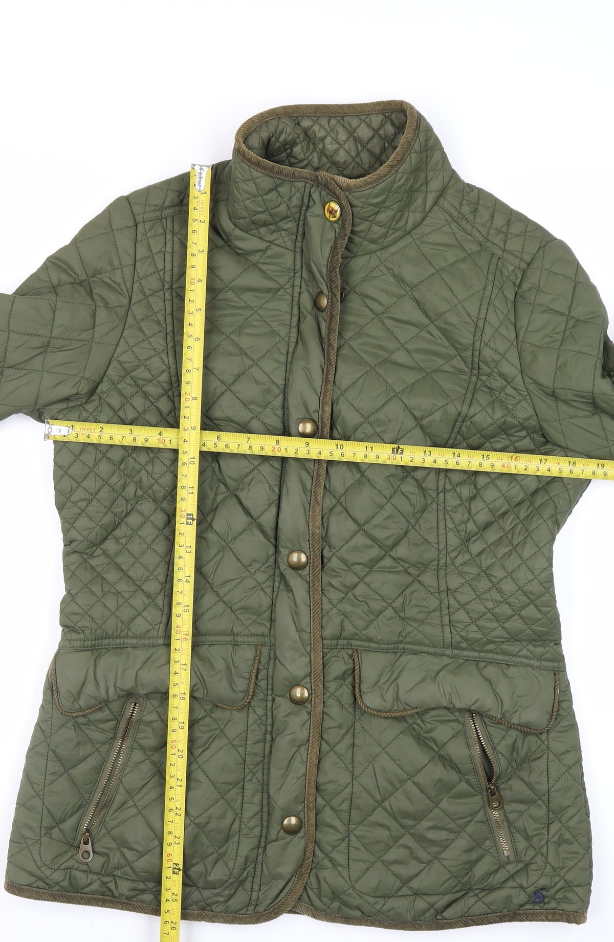 Joules Women’s Green UK 12 Quilted Padded Jacket Collared