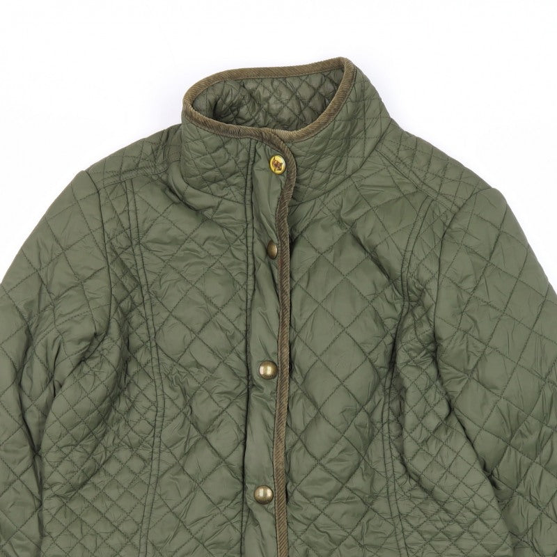 Joules Women’s Green UK 12 Quilted Padded Jacket Collared