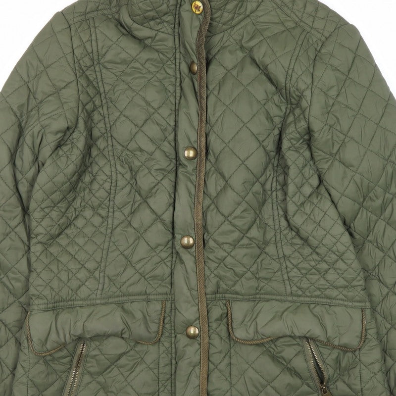 Joules Women’s Green UK 12 Quilted Padded Jacket Collared