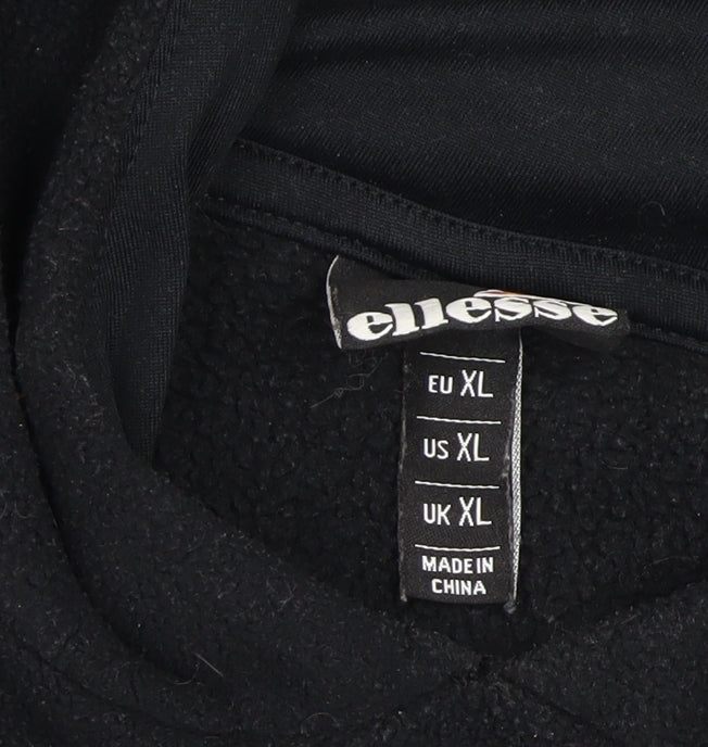 Ellesse Men’s Black XL Pullover Hoodie Logo Fleece Lined