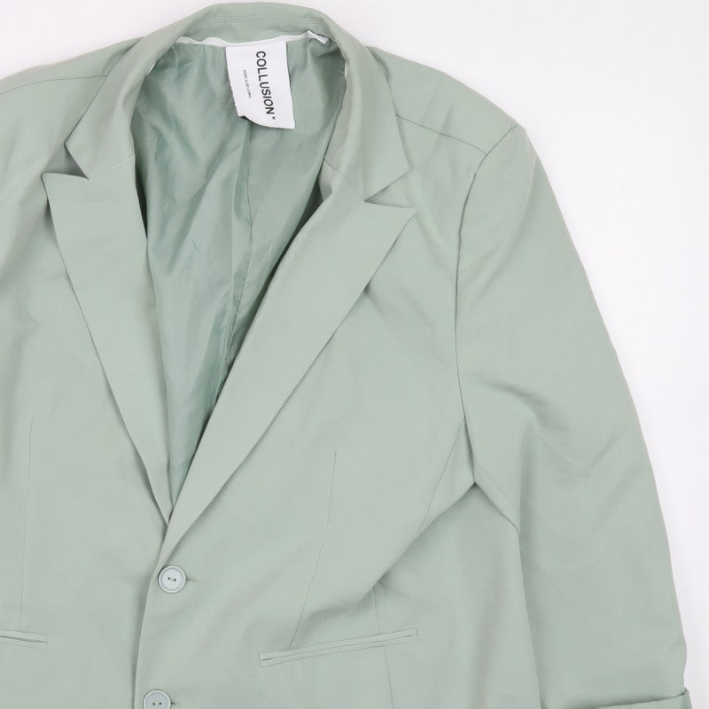COLLUSION Women's Green UK 8 Tailored Single-Breasted Lined Blazer