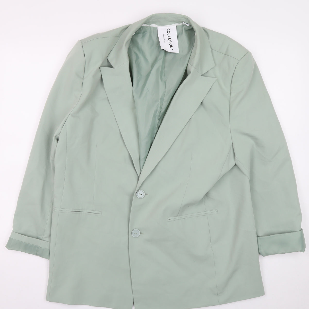 COLLUSION Women's Green UK 8 Tailored Single-Breasted Lined Blazer