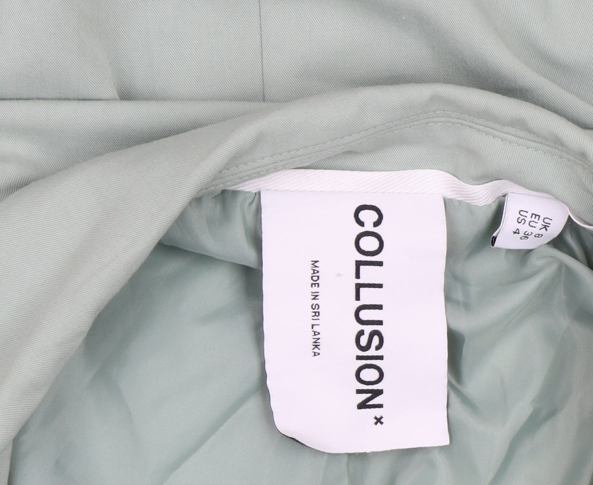 COLLUSION Women's Green UK 8 Tailored Single-Breasted Lined Blazer