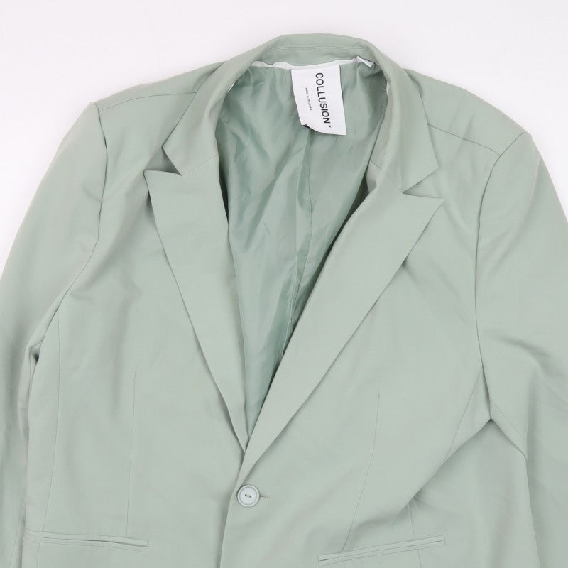 COLLUSION Women's Green UK 8 Tailored Single-Breasted Lined Blazer