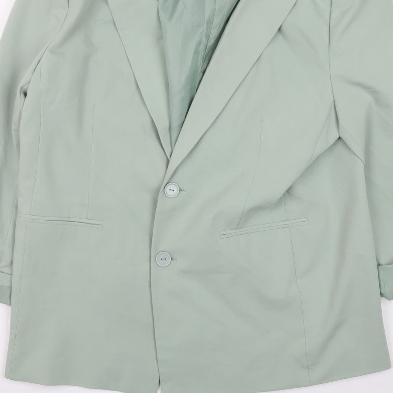 COLLUSION Women's Green UK 8 Tailored Single-Breasted Lined Blazer