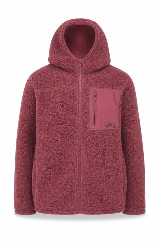 North Ridge Women’s Red UK 18 Hooded Sherpa Fleece Full Zip Jacket