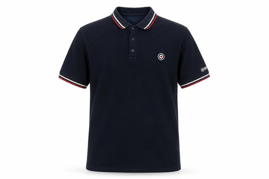 Lambretta Men’s Black M Tipped Pique Cotton Short Sleeve Polo Shirt