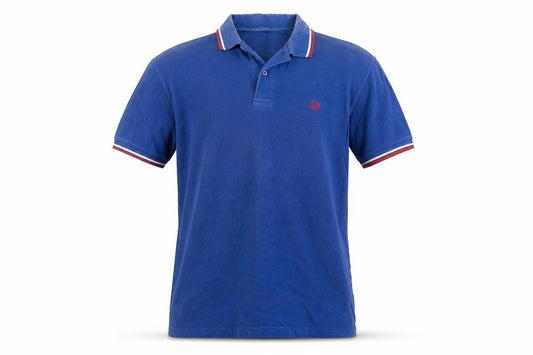 Fred Perry Men’s Blue L Cotton Piqué Polo Shirt Red White Tipped Logo