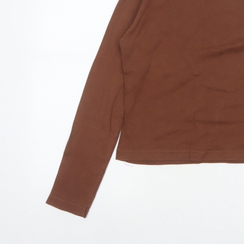 Jeffrey Rogers Women’s Brown L Basic Cotton Long Sleeve T-Shirt